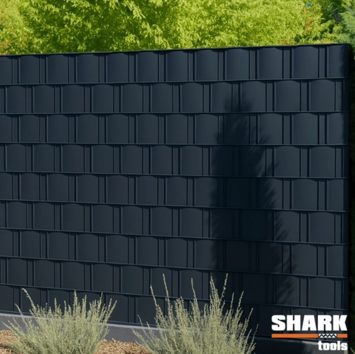 Taśma ogrodzeniowa SHARK 19 cm x 35 m + 20 klipsów antracytowa